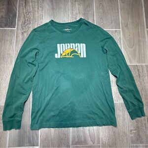 Nike Air Jordan Sport DNA Forest Green Long Sleeve Shirt Size Adult Large